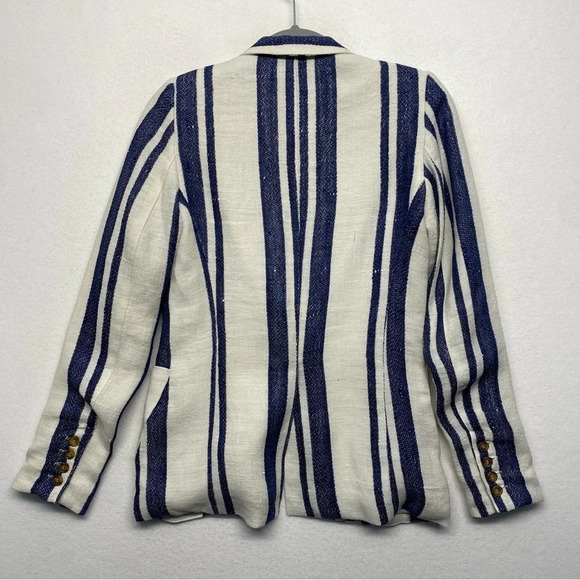Smythe Blazer 100% Linen Lined Navy Stripe Nautical - Picture 9 of 9